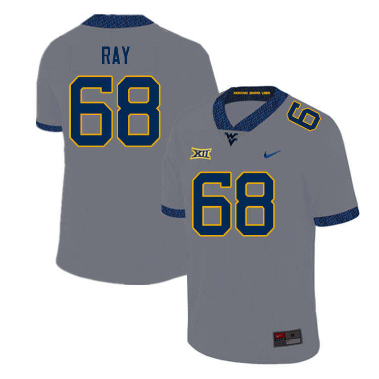 Men #68 Dylan Ray West Virginia Mountaineers College Football Jerseys Sale-Gray - Click Image to Close